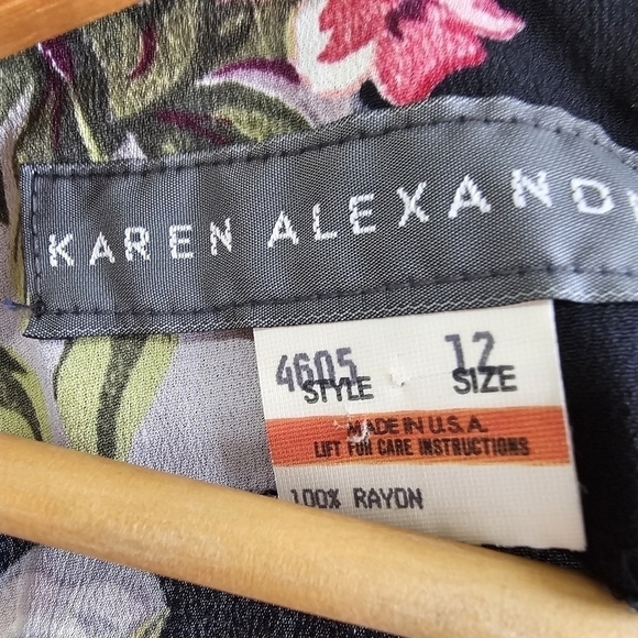 80s Vintage Karen Alexander floral black maxi dress size 12 - Picture 12 of 12